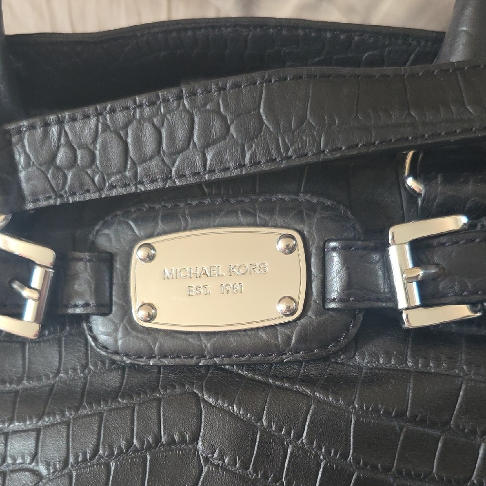 Michael Kors Black Embossed Satchel - Picture 2 of 11